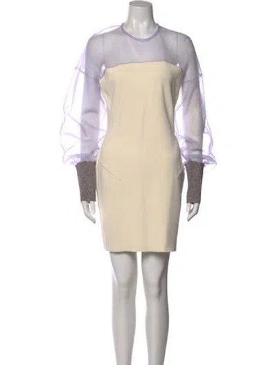 Pre-owned Esteban Cortazar Crew Neck Mini Dress In Neutral