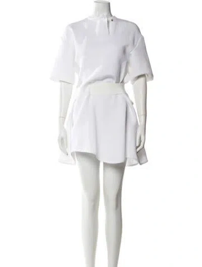 Pre-owned Esteban Cortazar Crew Neck Mini Dress In White