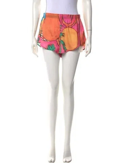 Pre-owned Esteban Cortazar Graphic Print Mini Shorts In Orange