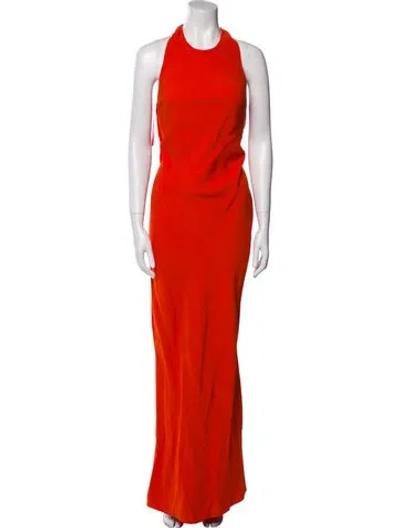 Pre-owned Esteban Cortazar Halterneck Long Dress W/ Tags In Orange