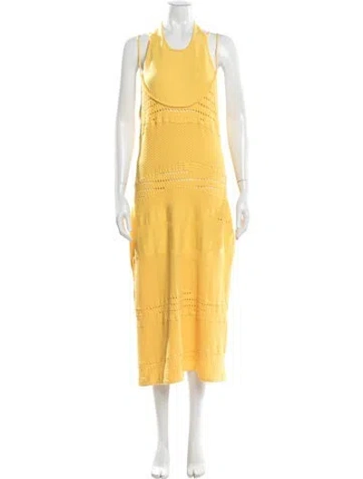 Pre-owned Esteban Cortazar Halterneck Midi Length Dress In Yellow