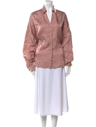 Pre-owned Esteban Cortazar Long Sleeve Button-up Top In Pink