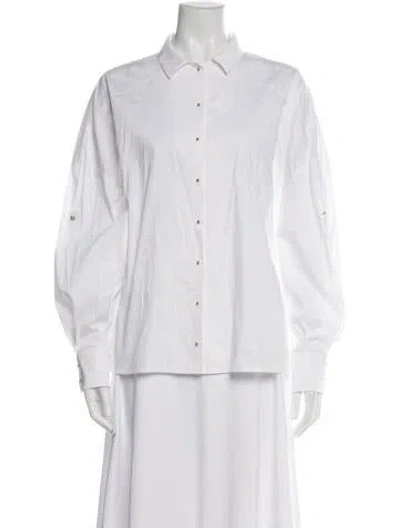 Pre-owned Esteban Cortazar Long Sleeve Button-up Top In White