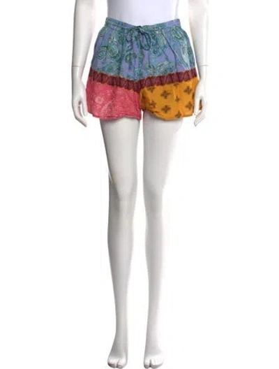 Pre-owned Esteban Cortazar Paisley Print Mini Shorts In Blue