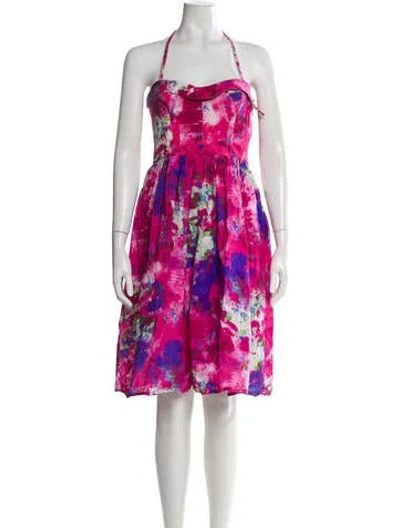 Pre-owned Esteban Cortazar Printed Midi Length Dress In Pink