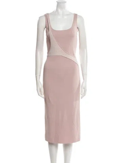 Pre-owned Esteban Cortazar Scoop Neck Midi Length Dress In Neutral