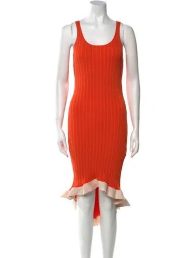 Pre-owned Esteban Cortazar Scoop Neck Midi Length Dress In Orange