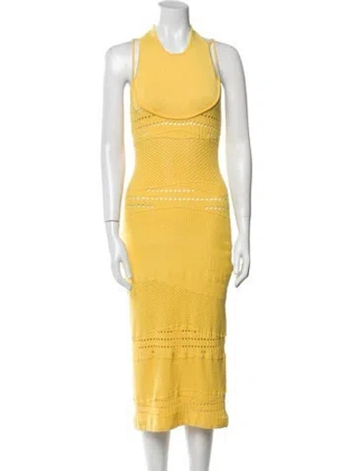 Pre-owned Esteban Cortazar Scoop Neck Midi Length Dress In Yellow