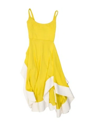 Pre-owned Esteban Cortazar Scoop Neck Midi Length Dress In Yellow