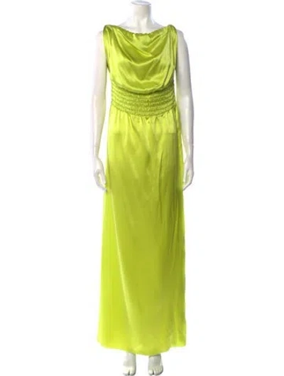 Pre-owned Esteban Cortazar Silk Long Dress In Green