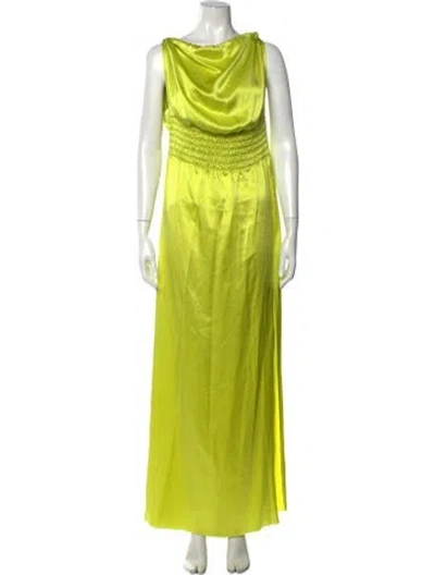 Pre-owned Esteban Cortazar Silk Long Dress In Green