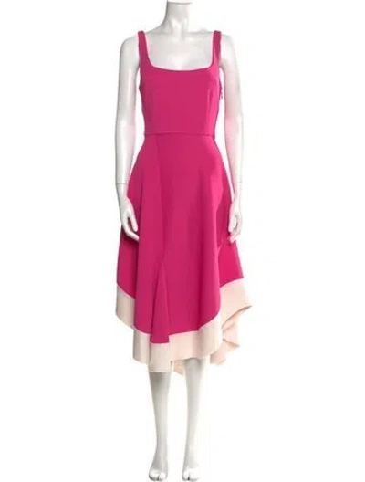 Pre-owned Esteban Cortazar Square Neckline Midi Length Dress In Multi