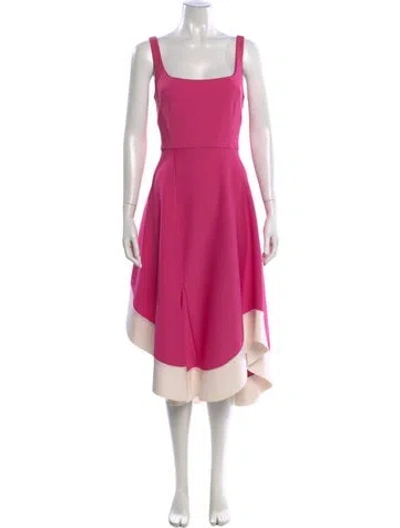 Pre-owned Esteban Cortazar Square Neckline Midi Length Dress In Multi