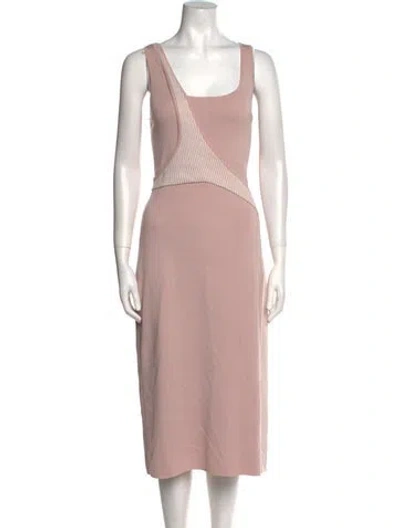 Pre-owned Esteban Cortazar Square Neckline Midi Length Dress In Pink