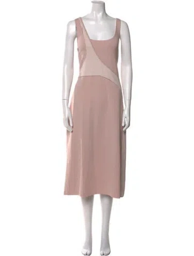 Pre-owned Esteban Cortazar Square Neckline Midi Length Dress In Pink