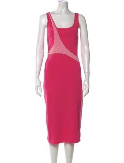 Pre-owned Esteban Cortazar Square Neckline Midi Length Dress In Pink