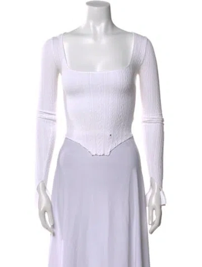 Pre-owned Esteban Cortazar Square Neckline Three-quarter Sleeve Crop Top In Neutral