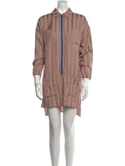Pre-owned Esteban Cortazar Striped Mini Dress In Neutral