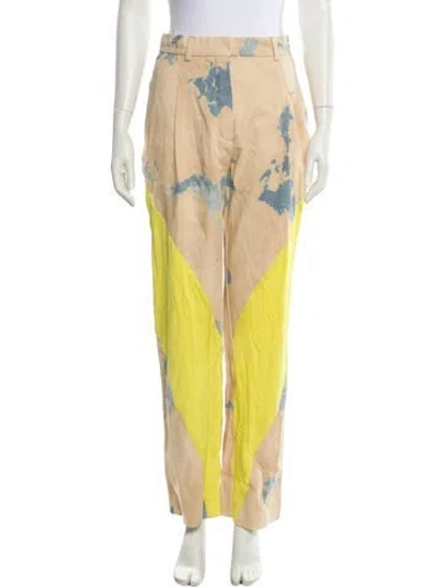 Pre-owned Esteban Cortazar Tie-dye Print Straight Leg Pants In Yellow