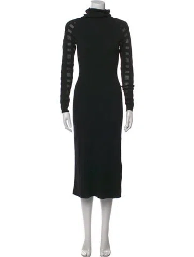 Pre-owned Esteban Cortazar Turtleneck Midi Length Dress In Black