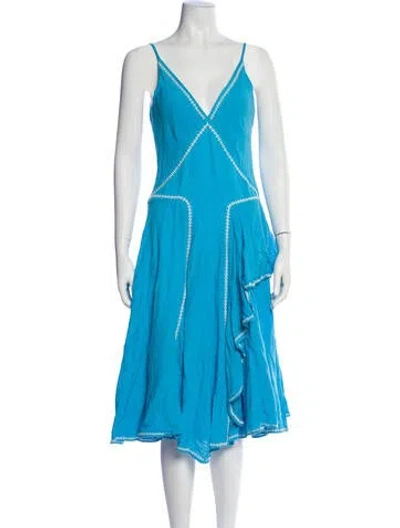 Pre-owned Esteban Cortazar V-neck Knee-length Dress In Blue