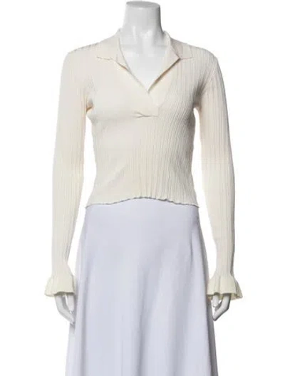 Pre-owned Esteban Cortazar V-neck Long Sleeve Polo In Neutrals
