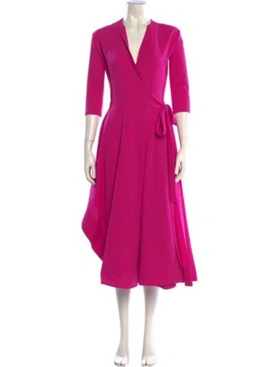 Pre-owned Esteban Cortazar V-neck Midi Length Dress In Pink