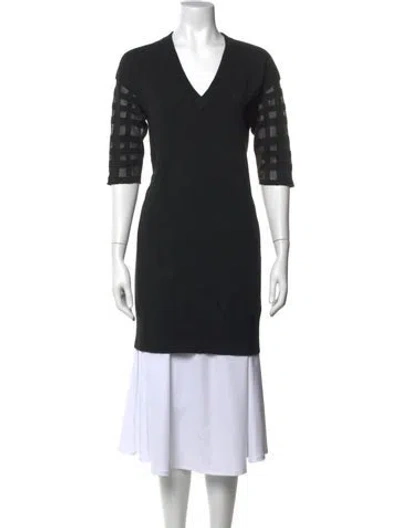 Pre-owned Esteban Cortazar V-neck Three-quarter Sleeve Tunic In Black