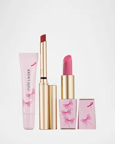 Estée Lauder Pink Ribbon Bouquet Of Strength Lipstick & Lip Gloss 3-piece Collection