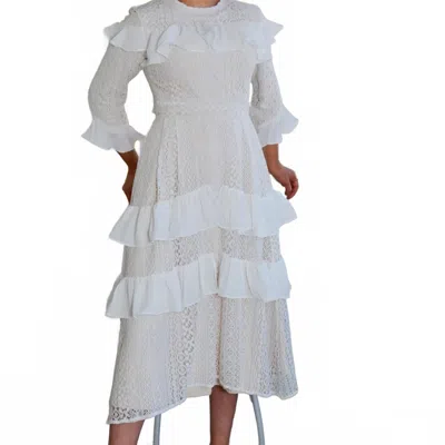Esteem Couture Adele Layered Eyelet Lace Skirt In Ivory In White