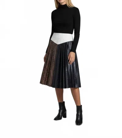 Esteem Couture Aria Pleated Skirt In Multicolor Black