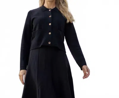 Esteem Couture Aurora Knit Jacket In Black In Blue