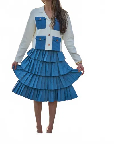 Esteem Couture Eden A-line Skirt In Denim In Blue