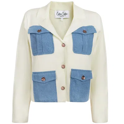 Esteem Couture Ny Women's White Helen-denim Bucket Pocket Jacket