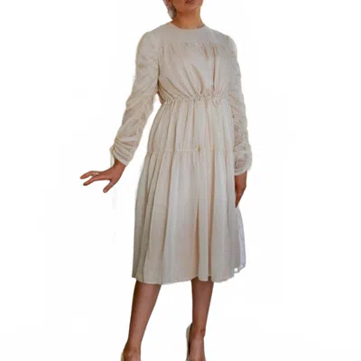 Esteem Couture Rosa Long Sleeve Dress In Nude In Neutral