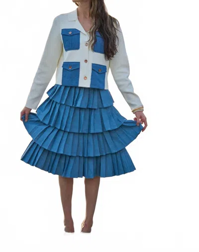 Esteem Knit Jacket In Cream In Blue