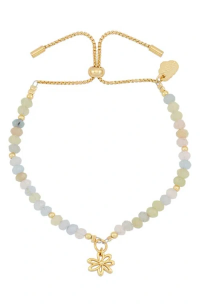 Estella Bartlett Amelia Wildflower Morganite Bead Slide Bracelet In Gold
