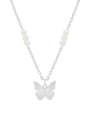 Estella Bartlett Butterfly & Faux Pearl Necklace In Metallic