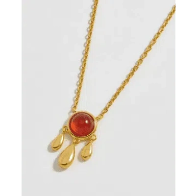 Estella Bartlett Carnelian Stone And Droplet Necklace In Gold
