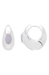 Estella Bartlett Chunky Blue Lace Agate Hoop Earrings In White
