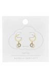 Estella Bartlett Cubic Zirconia Double Circle Drop Hoop Earrings