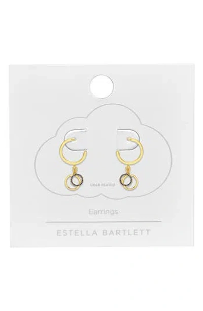 Estella Bartlett Cubic Zirconia Double Circle Drop Hoop Earrings