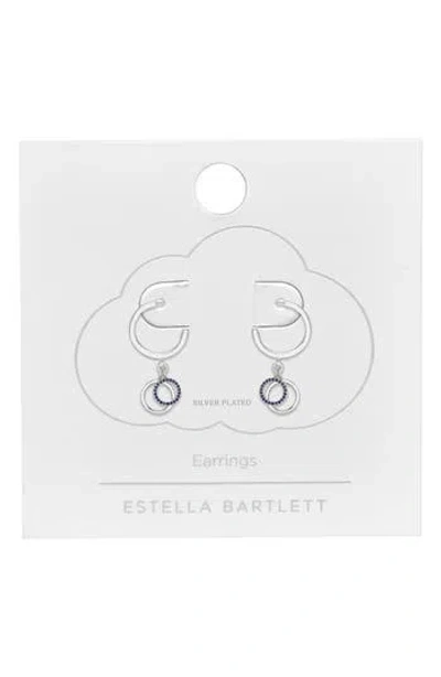 Estella Bartlett Cubic Zirconia Double Circle Drop Hoop Earrings