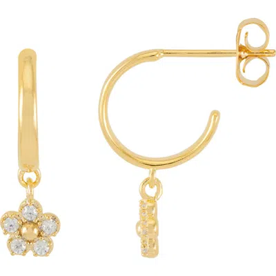 Estella Bartlett Cubic Zirconia Flower Hoop Earrings In Orange