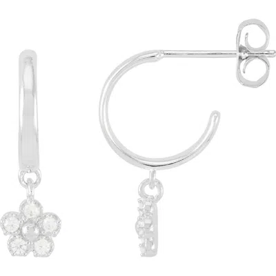 Estella Bartlett Cubic Zirconia Flower Hoop Earrings In White