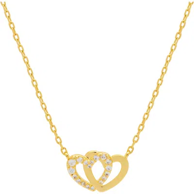 Estella Bartlett Cubic Zirconia Interlocking Heart Pendant Necklace In Gold