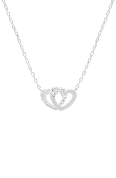 Estella Bartlett Cubic Zirconia Interlocking Heart Pendant Necklace In Metallic