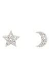 Estella Bartlett Cubic Zirconia Moon & Star Mismatch Stud Earrings