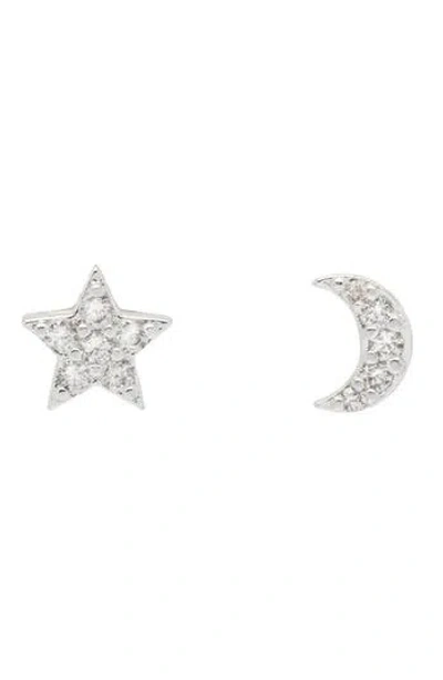Estella Bartlett Cubic Zirconia Moon & Star Mismatch Stud Earrings