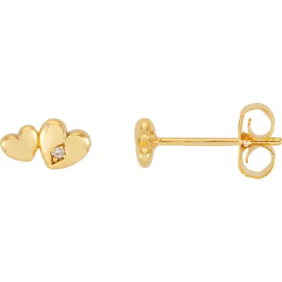 Estella Bartlett Double Cubic Zirconia Heart Stud Earrings In Gold